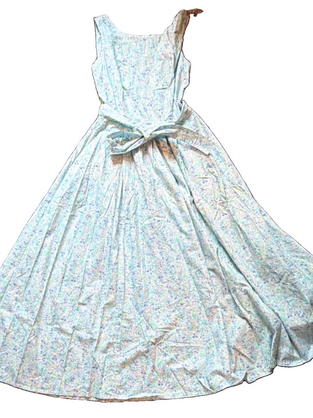 Vintage Laura Ashley Pale Blue Floral Sleeveless Women’s Summer Dress - Picture 4 of 4